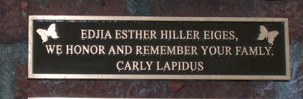 Lapidus plaque for Edie