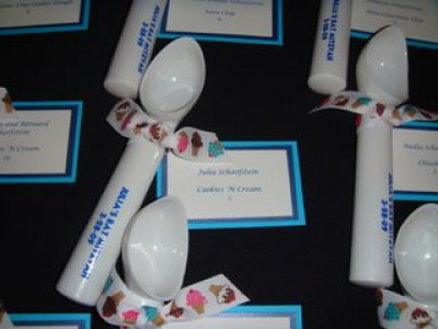 Mitzvah Inspire Ice Cream place card spoons