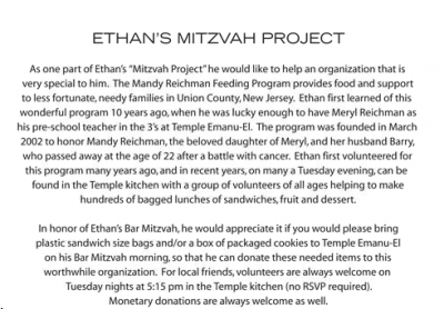 Ethan Berman Mitzvah Project
