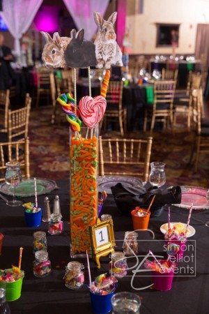 Beckett Inspire animal and candy centerpieces