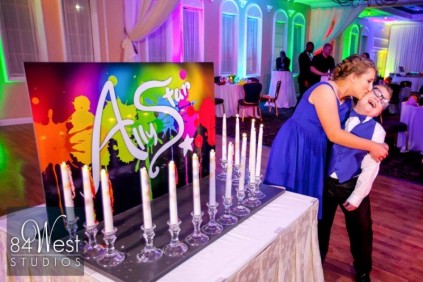 Aly's art mitzvah candle lighting